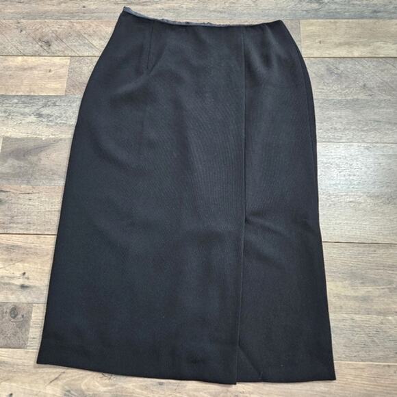 Talbots Petites Pencil Skirt Womens Black 10 Lined Career Front Slit Back Zip - Picture 1 of 12